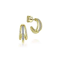 Three Row Huggie Earrings with Diamonds