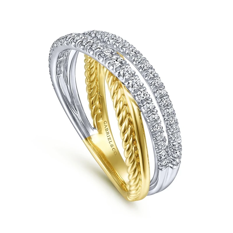 Two Tone Diamond Twist Ring