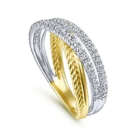 Two Tone Diamond Twist Ring