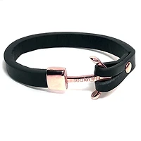 Rose Anchor Leather Bracelet