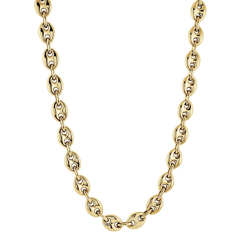 Puffed Mariner 10mm Yellow IP Steel Link Chain