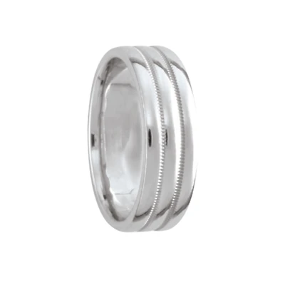 6MM Milgrain Triple Line White Gold Ring