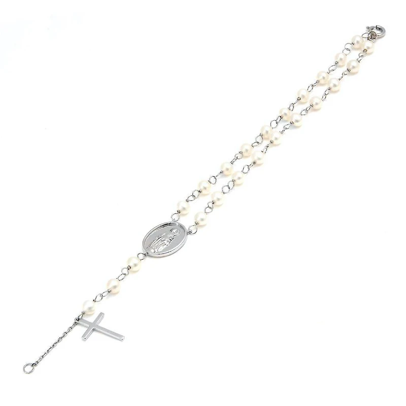 Diamond Cross on Pearl Necklace