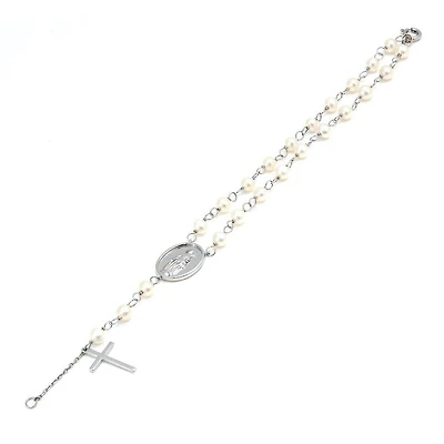 Diamond Cross on Pearl Necklace