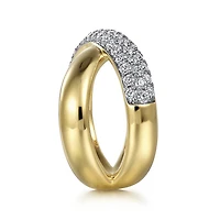 Open Crossover Gold and diamond Ring