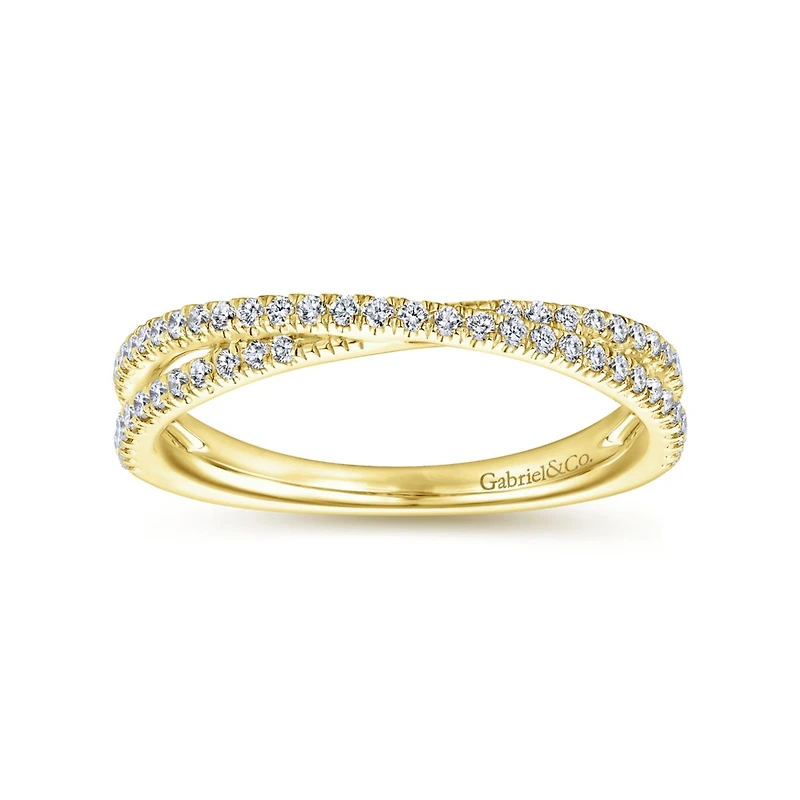 Diamond Criss Cross Yellow Gold Ring