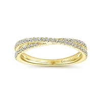 Diamond Criss Cross Yellow Gold Ring