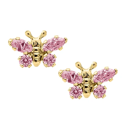 Pink Butterfly Stud Earrings