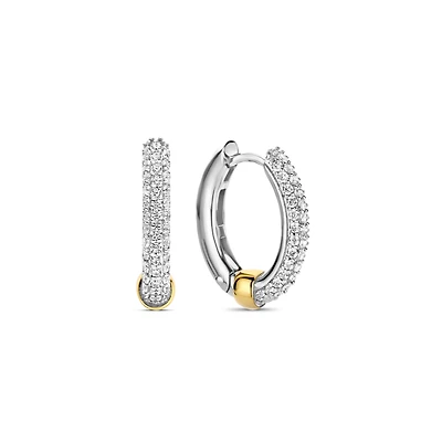 Classic Edge Pave Huggie Earrings