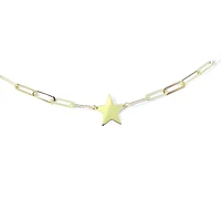 Star Paperclip Link Necklace 14K