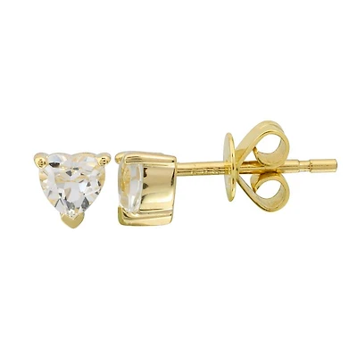 Heart White Topaz Stud Earrings