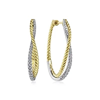 35MM Split Twist Hoop Diamond Earrings