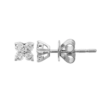 4MM Flower Diamond Stud Earrings