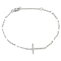 Cross Pearls and Diamonds Bracelet