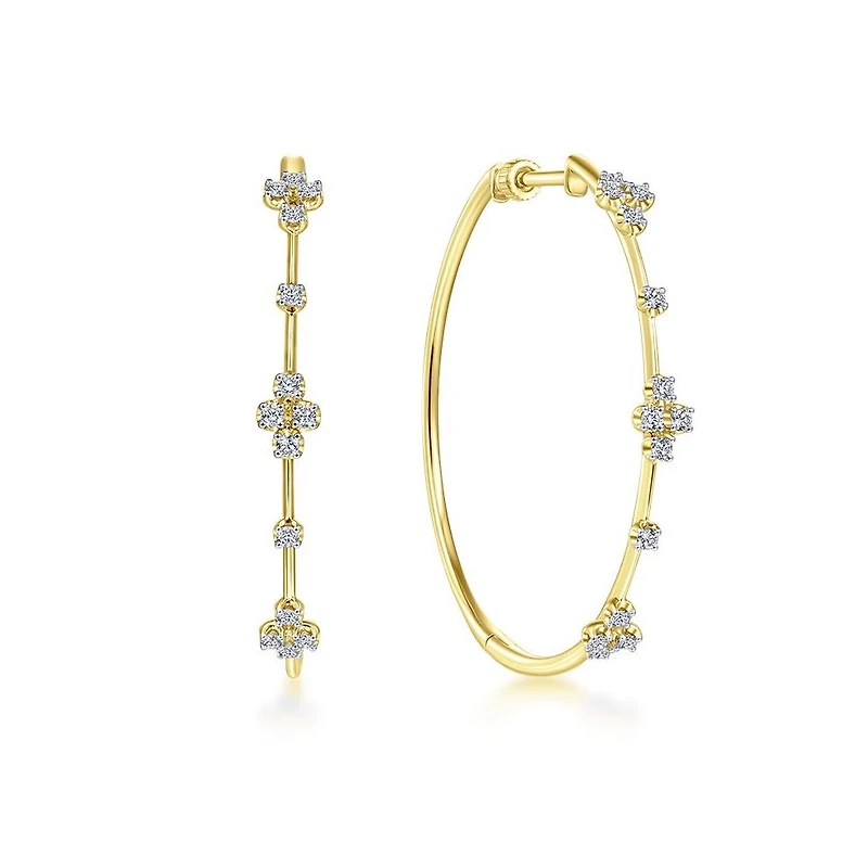Intricate Diamond Hoop Earrings 40mm