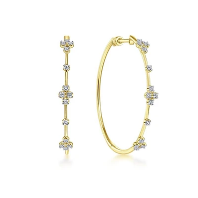 Intricate Diamond Hoop Earrings 40mm