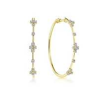 Intricate Diamond Hoop Earrings 40mm