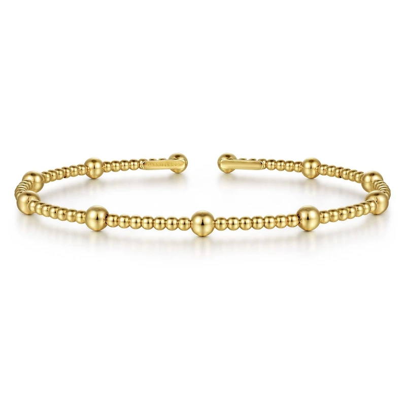 Beaded Yellow Gold Bangle Bracelet