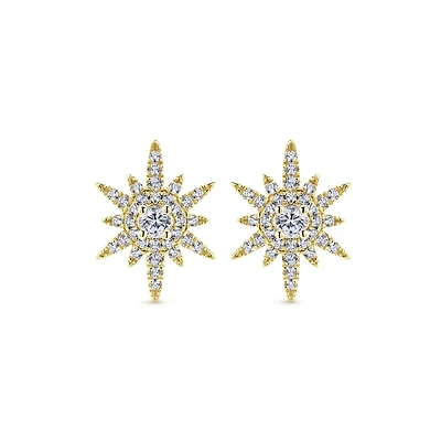 Elongated Sunburst Diamond Earrings