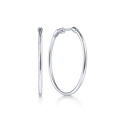 30mm White Gold Hoop Earrings