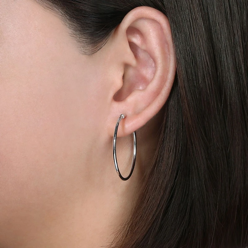 30mm White Gold Hoop Earrings