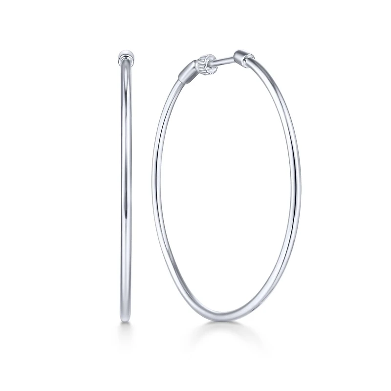 40mm White Gold Hoop Earrings