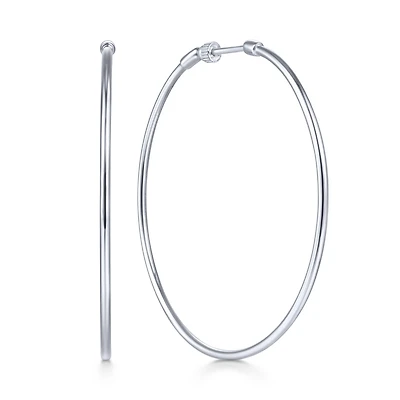 50mm White Gold Hoop Earrings