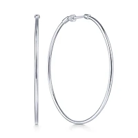 50mm White Gold Hoop Earrings