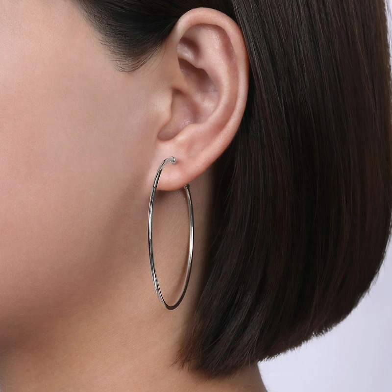 50mm White Gold Hoop Earrings