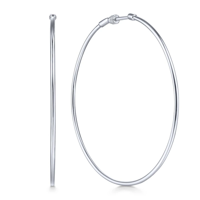 60mm White Gold Hoop Earrings