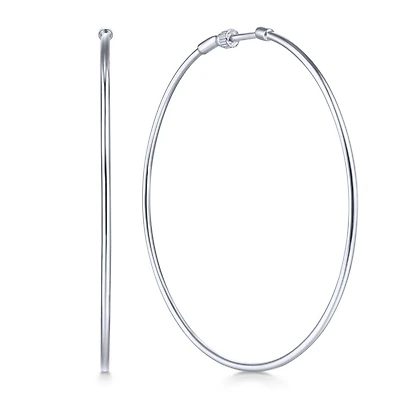 60mm White Gold Hoop Earrings