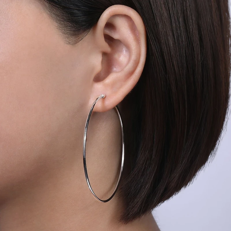 60mm White Gold Hoop Earrings