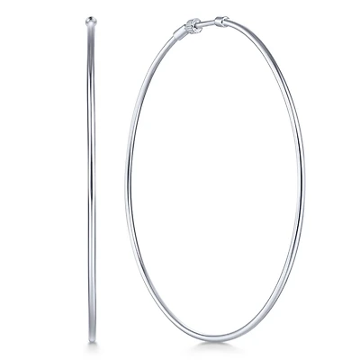 70mm White Gold Hoop Earrings