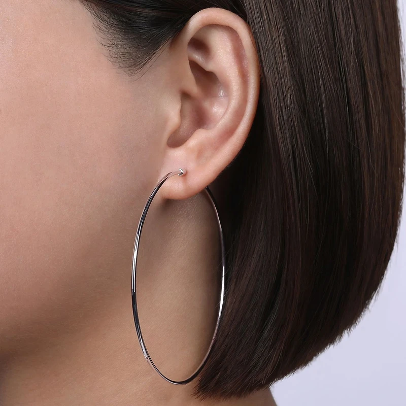 70mm White Gold Hoop Earrings