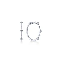 Intricate Diamond Hoop Earrings 20MM in White Gold