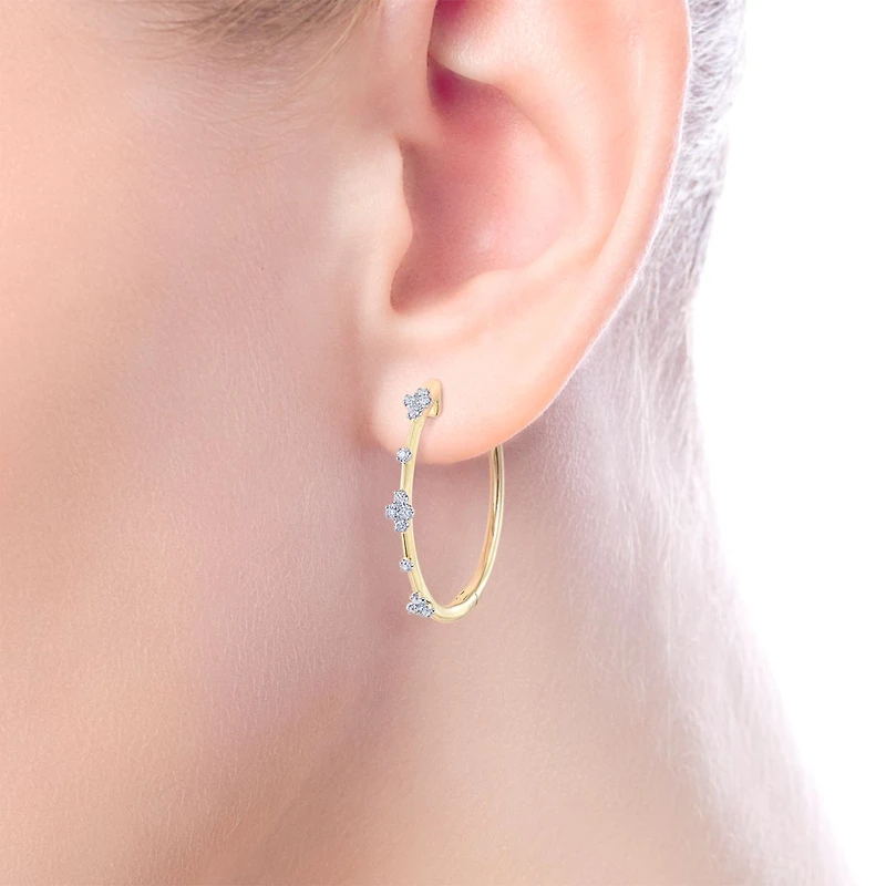 Intricate Diamond Hoop Earrings 20MM
