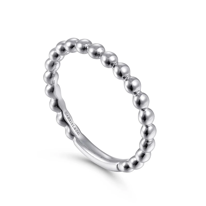 14K White Gold Beaded Ring