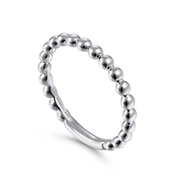 14K White Gold Beaded Ring