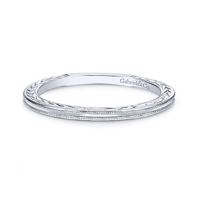 14K White Gold Milgrain Ring