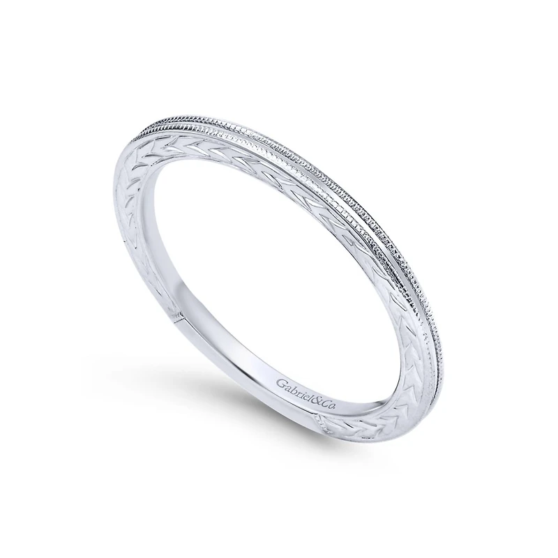 14K White Gold Milgrain Ring