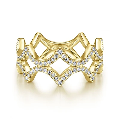 14K Gold Diamond Waves Ring