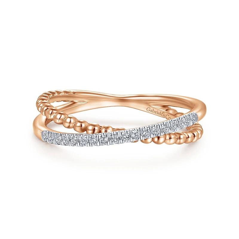Crossing Diamond Rose Gold Ring