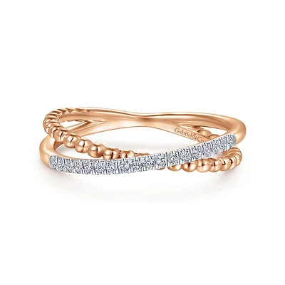 Crossing Diamond Rose Gold Ring