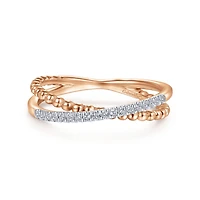 Crossing Diamond Rose Gold Ring