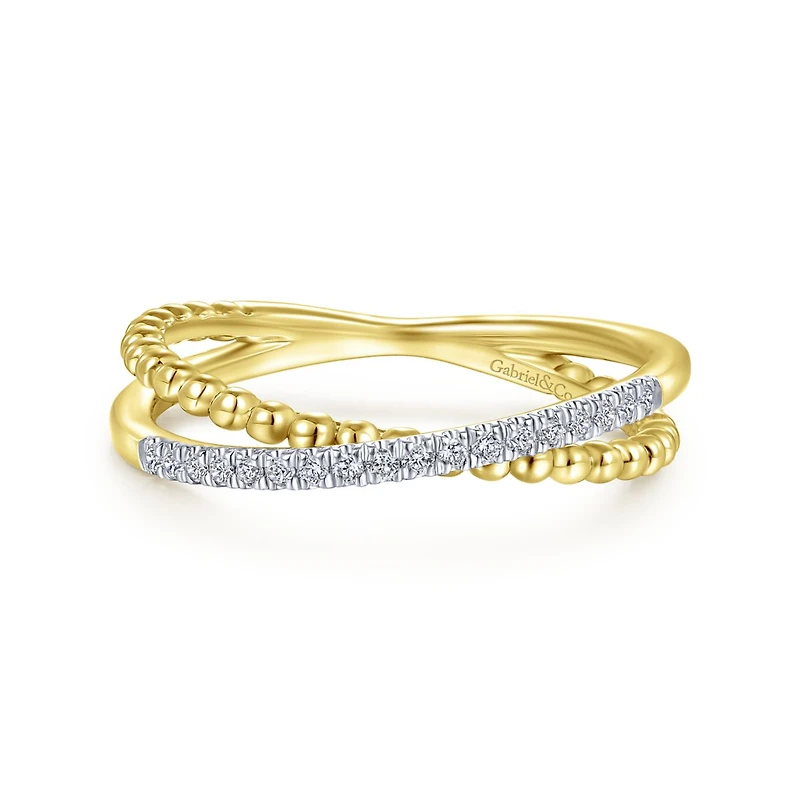 Crossing Diamond Yellow Gold Ring