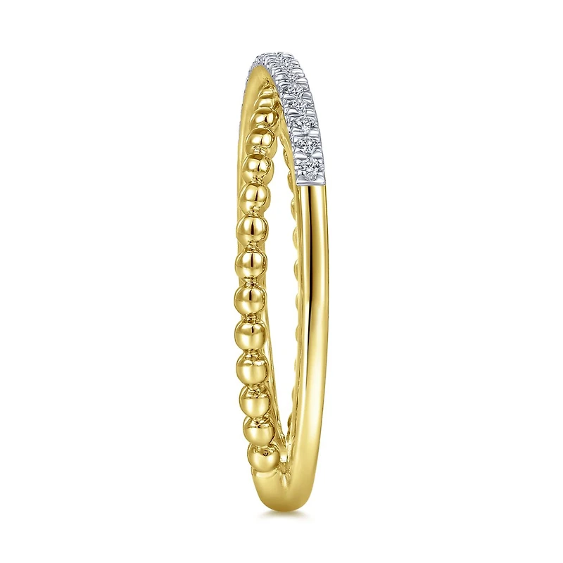 Crossing Diamond Yellow Gold Ring