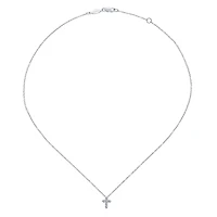 Mini Five Diamond White Gold Cross Necklace