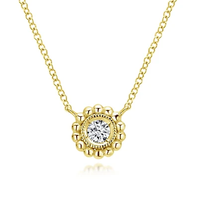 Beaded Bezel Diamond Necklace