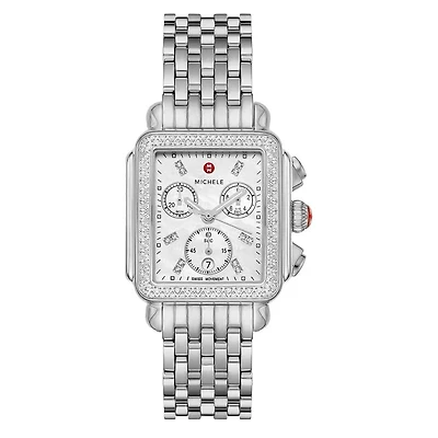 Deco Diamond Steel Chrono 35MM Watch