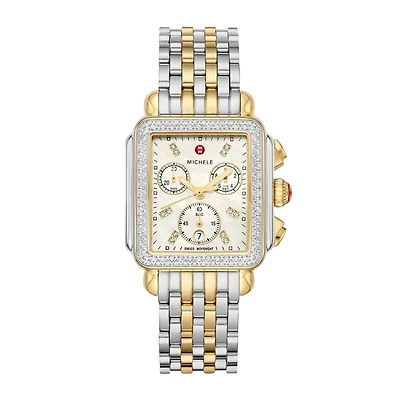Deco Diamond Two Tone Mother Pearl 35MM Chrono Watch